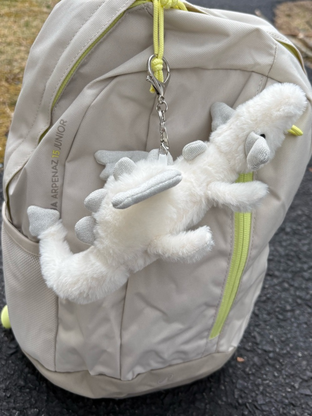 Cute Plush White Dragon Keychain Bag Charm Kawaii Aesthetic Gift